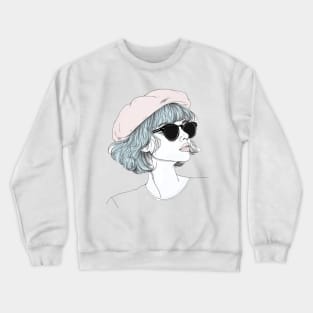 Woman with stylish short hair and sunglasses Crewneck Sweatshirt